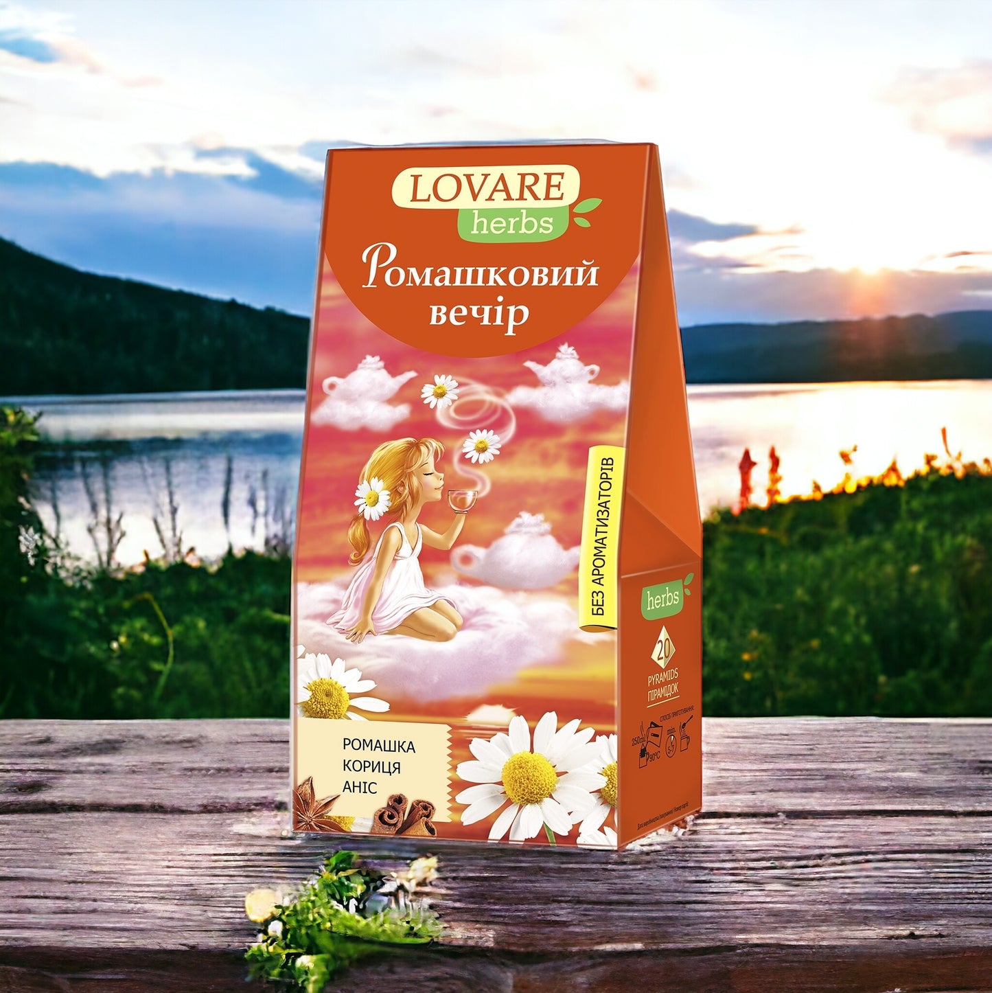 Lovaré Chamomile Evening herbal tea 20 pyramids 36g
