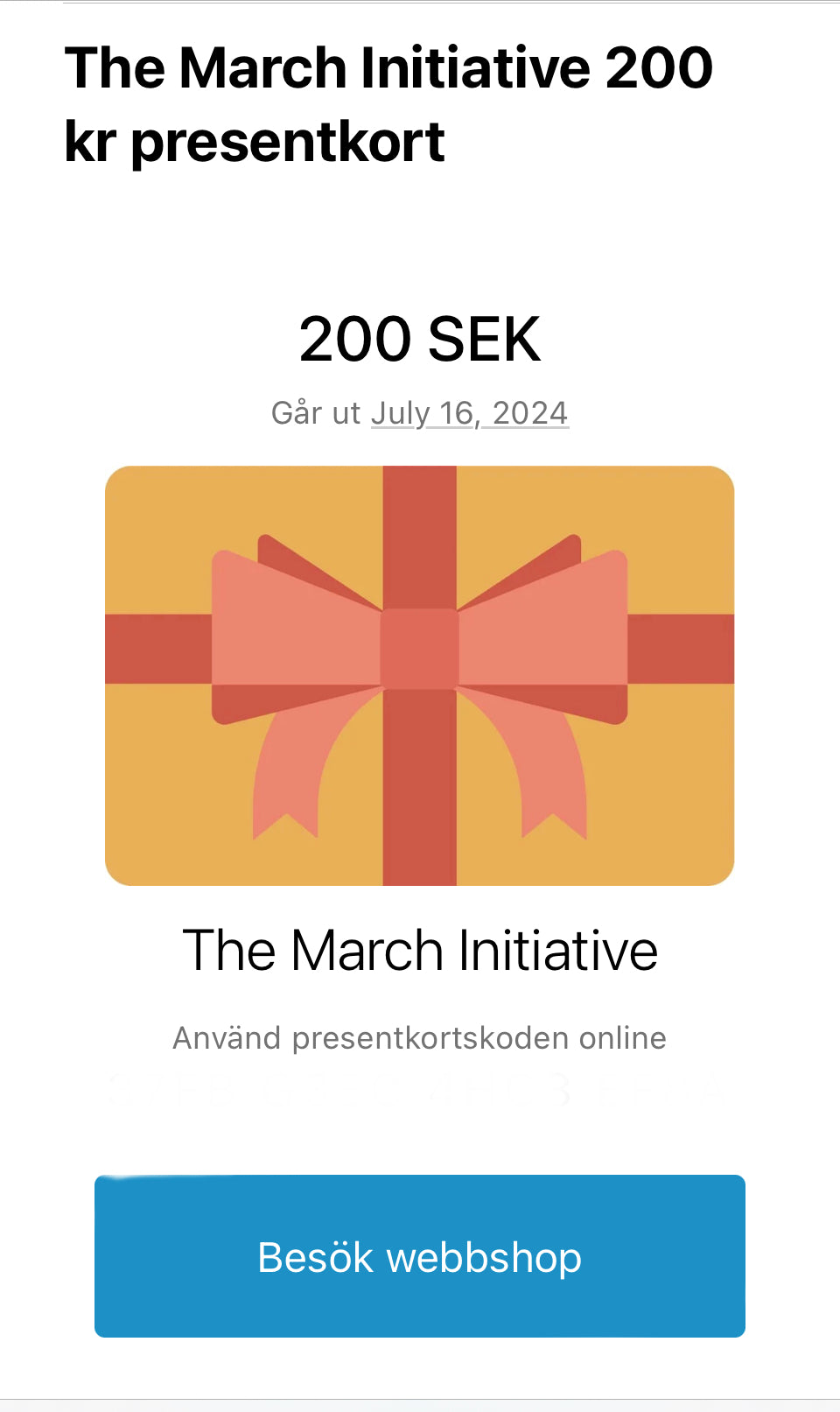 THE MARCH INITIATIVE GIFT CARD