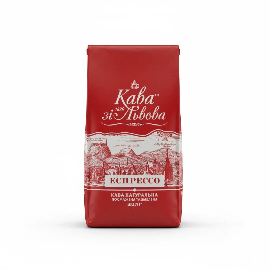 The March Initiative ESPRESSO 225g ground coffee blend with 80% Robusta and 20% Arabica, Vienna Roast.