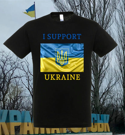 Kortärmad t-shirt "I SUPPORT UKRAINE"